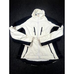 Predator Jacket Womens Medium White Black Softshell Fleece Lined Full Zip Casual